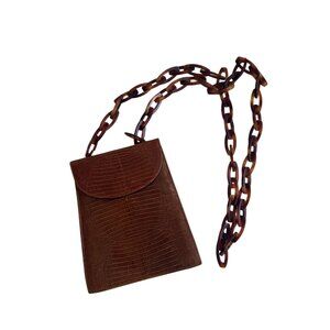 JENNIFER GRAHAM Vintage Brown Snake Print Leather Crossbody Bag